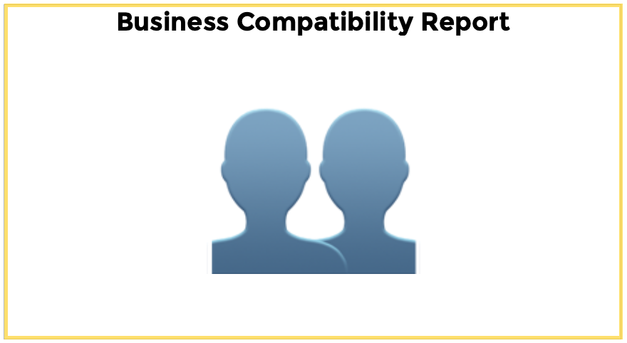 Blue graphic of two people's heads for Business Compatibility Report