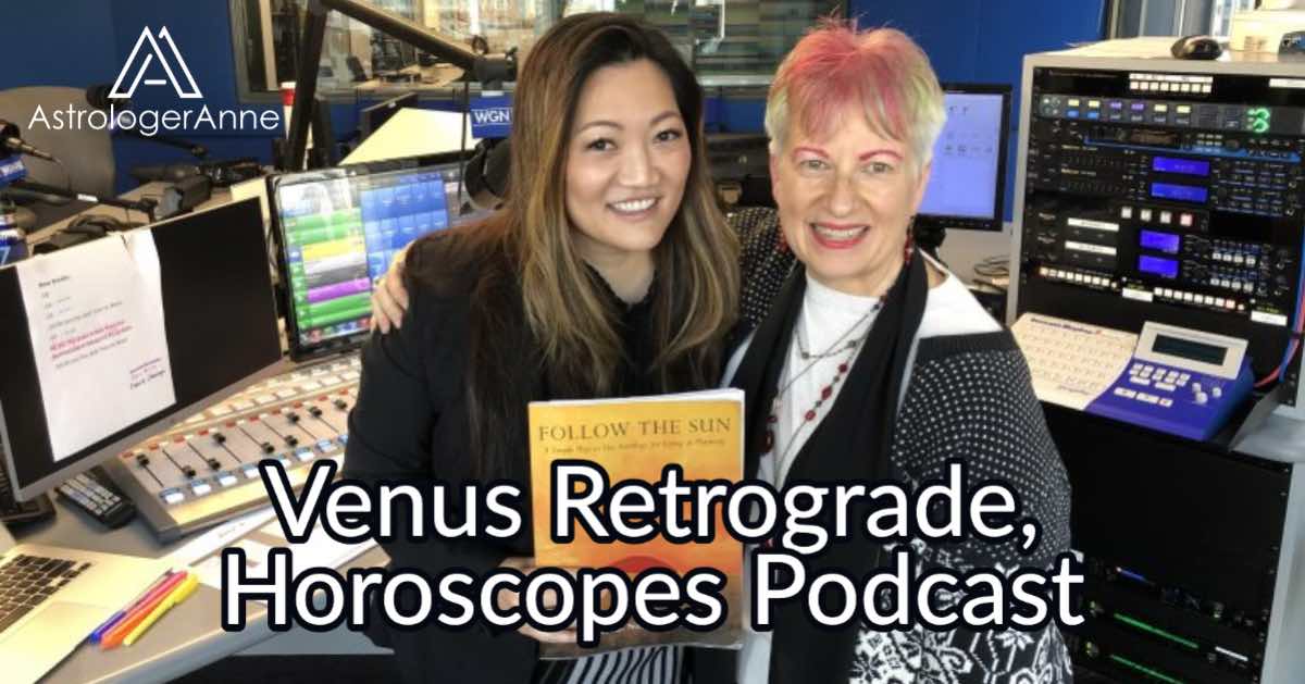 Ji Suk Yi and Anne Nordhaus-Bike (Astrologer Anne) at WGN Radio in Chicago - Venus retrograde and horoscopes podcast