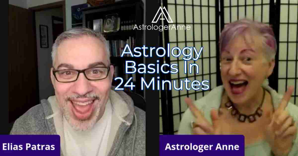 Learn astrology from Astrologer Anne Nordhaus-Bike, with host Elias Patras: "astrology basics in 24 minutes" video podcast.